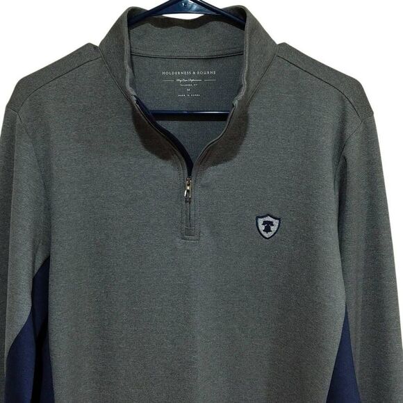Men's Holderness & Bourne "The Brady" Golf Pullover 1/4 Gray Blue - Picture 1 of 10